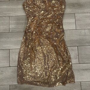 Shimmering Gold Sequin Mini Dress